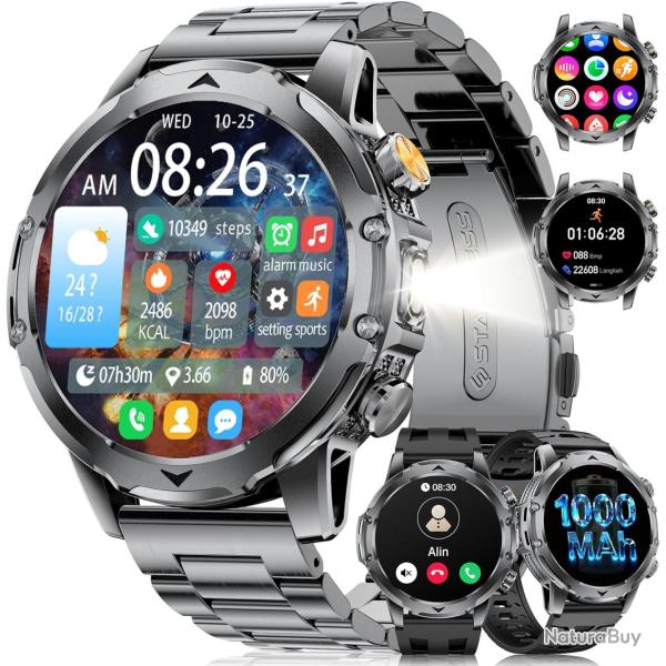 Montre Connecte Homme avec Appel Bluetooth, 1.53" HD AMOLED Smartwatch avec Batterie 1000 mAh(60+St