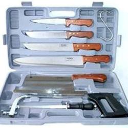 Coffret Coutellerie Chasse Grand Gibier  8 Pièces CERF / SANGLIER+ Scie Écarteur et Valise Rigide