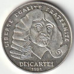 Pi&egrave;ce de Monnaie FRANCE Argent 100 francs Descartes 1991