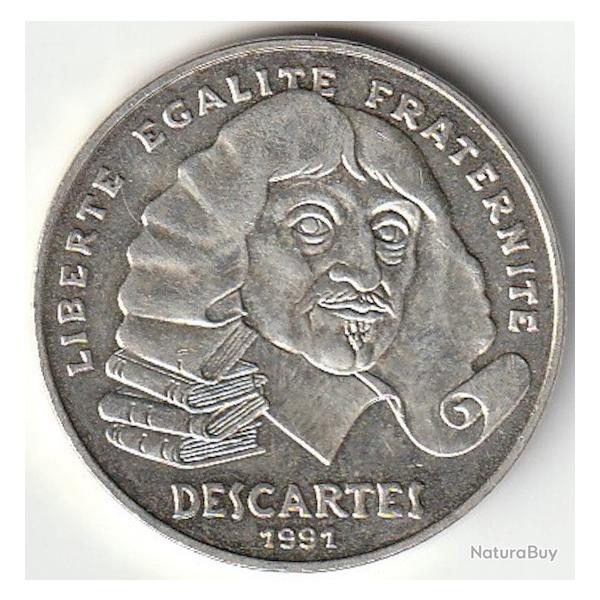 Pi�ce de Monnaie FRANCE Argent 100 francs Descartes 1991