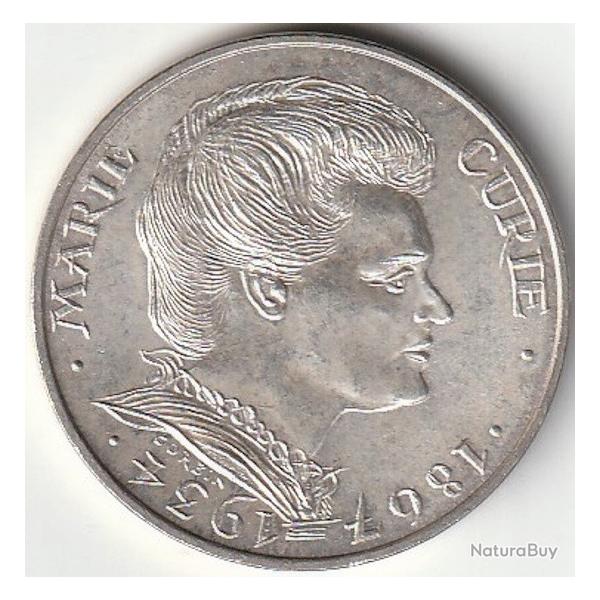 Pi�ce de Monnaie FRANCE Argent 100 francs Marie Curie 1984