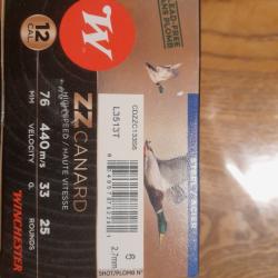 boite neuve de 25 munitions calibre 12/76 winchester ZZ canard steel/acier plombs n°6