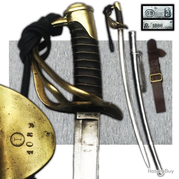 ABL RARE SABRE BELGE CAVALERIE M1822 / I 1089 / GB / 1888 / ROI LEOPOLD II XIX ORIGINAL