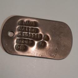 Plaque identit&eacute; US Vietnam USMC Marine Corps authentique et en tr&egrave;s bon &eacute;tat.