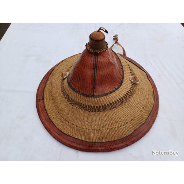 Chapeau Africain Nigria , Paille et Cuir