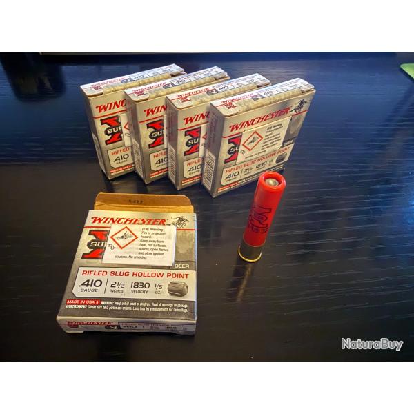 Lot de 5 botes Winchester Rifled Slug Hollowpoint .410