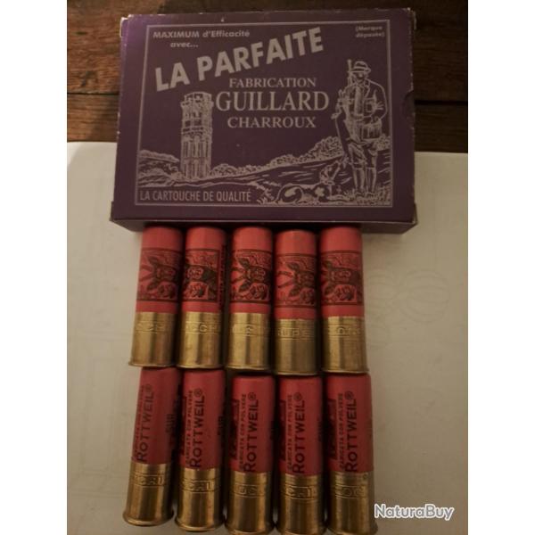 Bote de 10 belles cartouches anciennes cal 12 ROTTWEIL douilles cartons