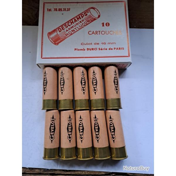 Bote de10 belles cartouches anciennes cal 12 douilles cartons  GEVELOT