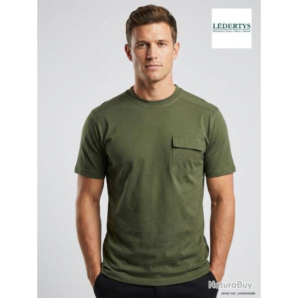 Tee shirt Chasse LY0600 Homme Ledertys avec Renforts �paules Kaki
