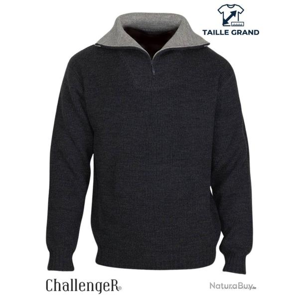 CHALLENGER PRIMO5 Pull col camionneur noir anth chaleur et style authentique