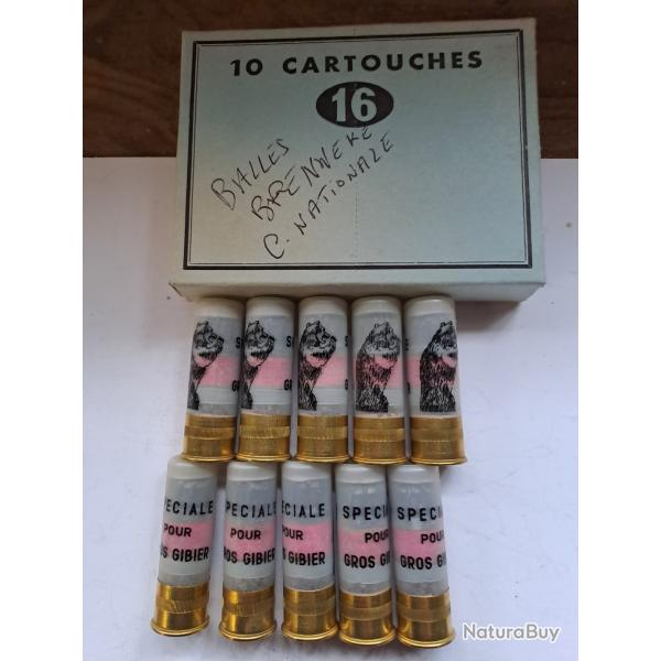 Bo�te de10  belles  balles  Brenneke  de la Cartoucherie Nationale  cal 16