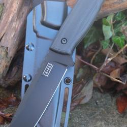 Couteau ZA-PAS Ultra Outdoor Black Manche G10 Lame Acier NMV O2 Carbone Etui Kydex Poland S0030