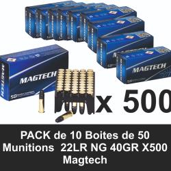 Lot de 500 Balles10 Boites de 50 cartouches 22 Lr NG 40 grains MAGTECH
