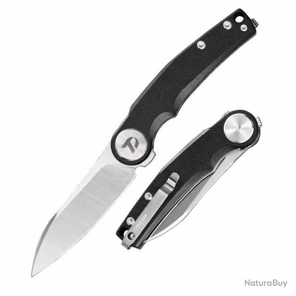 Couteau Pliant Dreamtech Sheepfoot Lame Acier D2 Manche Plaquettes G-10 Noir Linerlock DTK3618GB