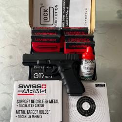 Glock 17 UMAREX Co2 4.5 + gaz + cibles