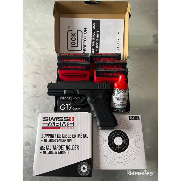 Glock 17 UMAREX Co2 4.5 + gaz + cibles