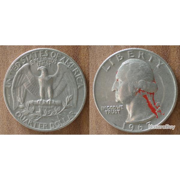 Usa 25 Cents 1967 Rouge au Dos Quarter Dollar Cent Piece Etats Unis Dollars