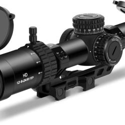 Lunette 1.2-6x24 LPVO FFP BDC Rouge Réticule Eclairé + Monture Cantilever Robuste Premier Plan Focal