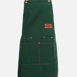 Tablier en Toile Imperméable Polyvalent Avec Poches Cuisine Café Fleuriste Vert