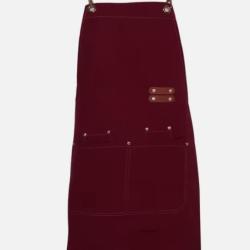 Tablier en Toile Imperméable Polyvalent Avec Poches Cuisine Café Fleuriste Rouge