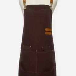 Tablier en Toile Imperméable Polyvalent Avec Poches Cuisine Café Fleuriste Marron