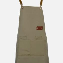 Tablier en Toile Imperméable Polyvalent Avec Poches Cuisine Café Fleuriste Beige