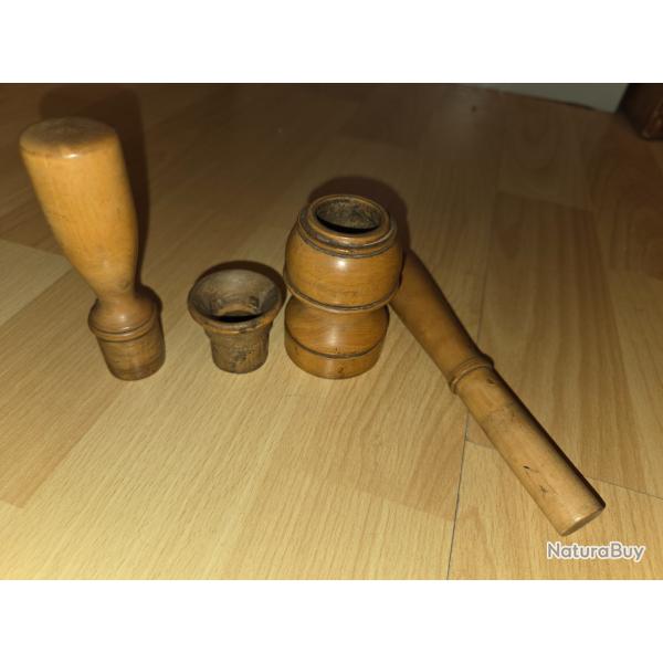 lot x 4 outillages en buis pour rechargement calibre 16 a broche