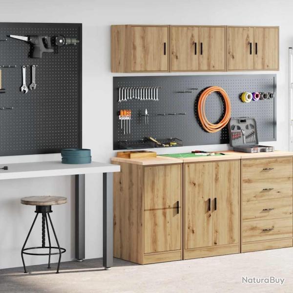 Armoires garage 2 pcs ch�ne artisanal bois d'ing�nierie