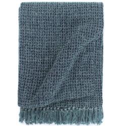 Couverture coton 125x150 cm bleu indigo douce décorative
