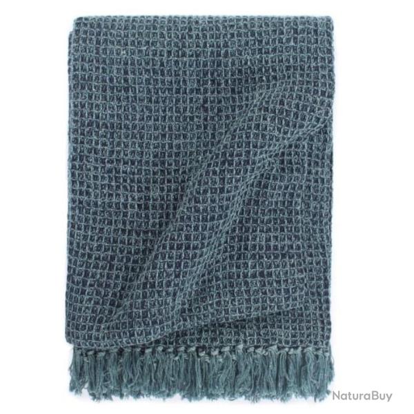 Couverture coton 125x150 cm bleu indigo douce dcorative