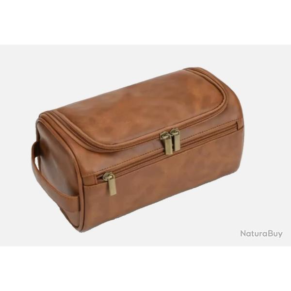 Trousse de toilette homme cuir PU imperm�able grande capacit� baizenville Marron