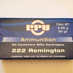 BOITE DE 20 CARTOUCHES PARTIZAN Cal.222 REM FMJ 55GR. PORT COMPRIS.