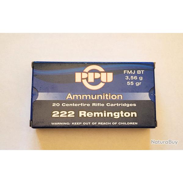 BOITE DE 20 CARTOUCHES PARTIZAN Cal.222 REM FMJ 55GR. PORT COMPRIS.
