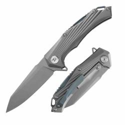 Couteau Pliant Dreamtech Wharncliffe Lame Acier D2 Manche Titane Gris Framelock DTK3287TG