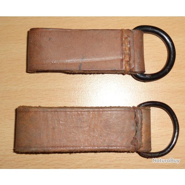 lot de 2 passants de ceinturon cuir fauve