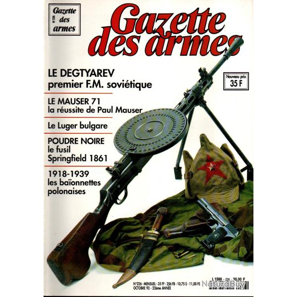 gazette des armes 226 luger 1908 bulgare, degtyarev dp 28, baionnettes polonaises 1918-1939,