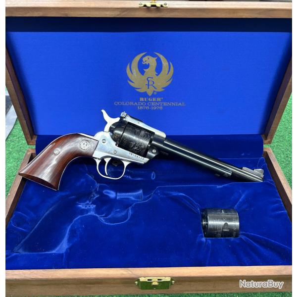 SUPERBE RUGER NEW MODEL SINGLE-SIX EDITION COLORADO CENTENNIAL 22LR + BARILLET 22 MAG