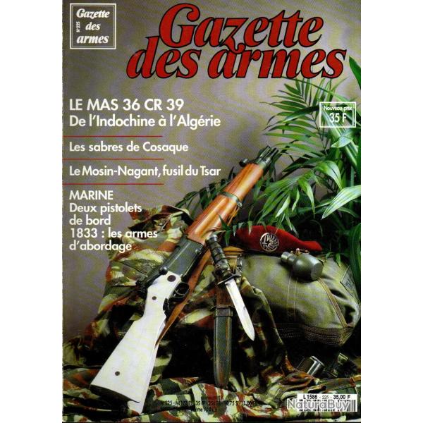 gazette des armes 225, sabres cosaque, mas 36 cr-39, systme 1833, mosin nagant part 2,
