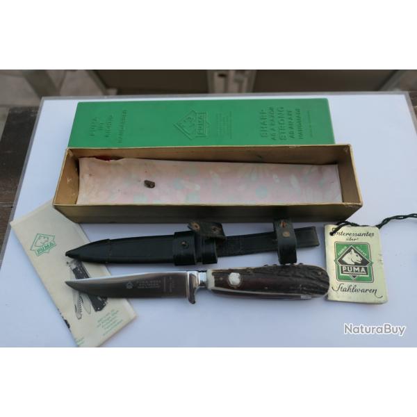 Couteau de chasse PUMA Waidmesser. No=3591. Neuf. Avec sa bote, son tui, sa notice + "catalogue".