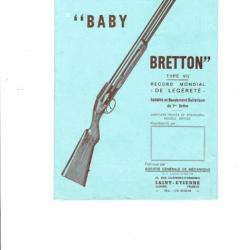 notice + éclaté fusil BABY BRETTON SPRINT - VENDU PAR JEPERCUTE (m2618)