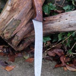 Couteau De Cuisine D'Office Lame Acier Damas 256 Couches Manche Bois Fabrication Artisanale