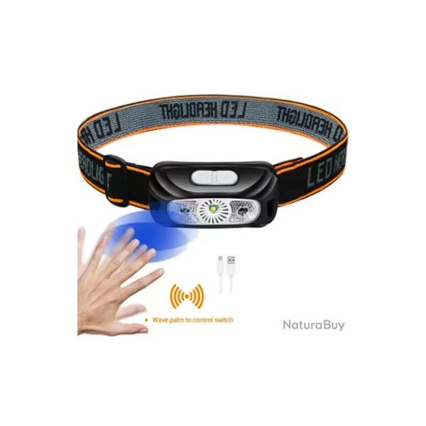 Lampe frontale rechargeable LED d�tecteur de mouvement  LIVRAISON GRATUITE