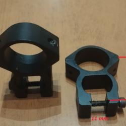 Anneaux de lunette ø25.4 rail 11 mm Hauteur a l'axe 38 mm