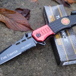 Couteau De Pompier Secours Ouverture Assistée Lame Acier Inox Cutter & Brise Vitres Manche Alu