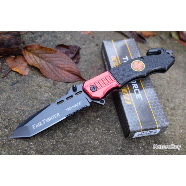 Couteau De Pompier Secours Ouverture Assiste Lame Acier Inox Cutter & Brise Vitres Manche Alu