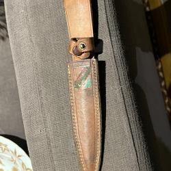 rare FOURREAU CUIR DE COUTEAU DE LANCER SPRINGER alsace annees 60