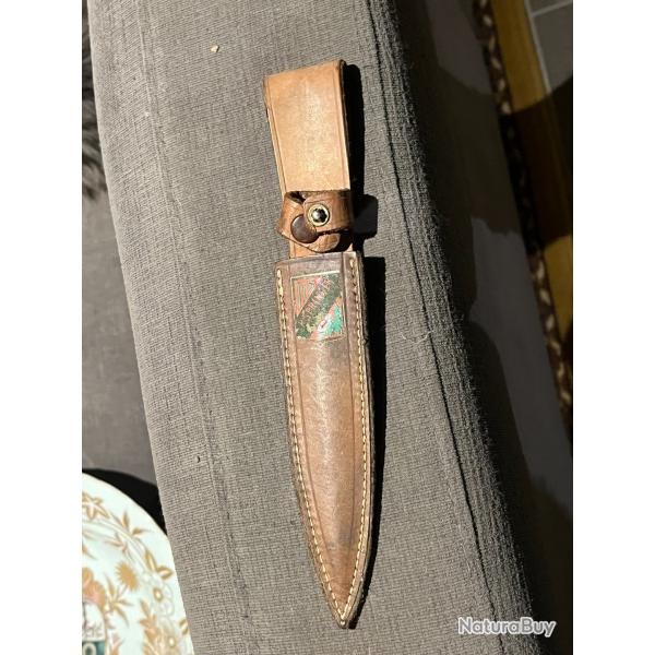 rare FOURREAU CUIR DE COUTEAU DE LANCER SPRINGER alsace annees 60