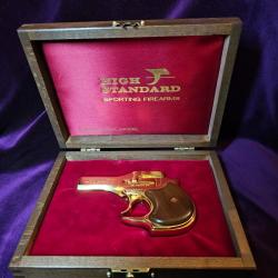 Pistolet Derringer HIGH STANDARD, Plaqué OR 24K - Mod D101 PRESIDENTIAL, Calibre 22mag, USA, cat B
