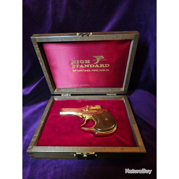 Pistolet Derringer HIGH STANDARD, Plaqu OR 24K - Mod D101 PRESIDENTIAL, Calibre 22mag, USA, cat B