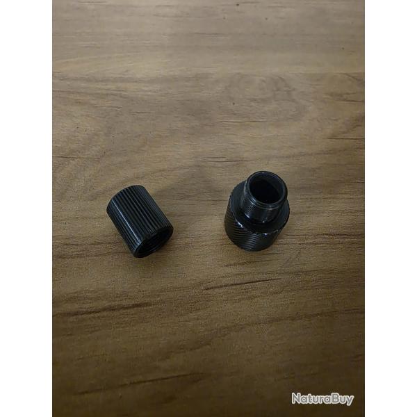 Adaptateur silencieux M13.5xLH  1/2x28 TPI (1/2UNEF) + Bague de protection de filetage